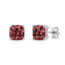 14K White Gold 1 1/2 Cttw Lab Grown Pink Cushion 4-Prong Set Classic Diamond Solitaire Stud Earrings (Pink Color, VS1-VS2 Clarity)