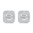 10K White Gold 1.00 Cttw Diamond Composite and Halo Stud Earrings (I-J Color, I1-I2 Clarity)
