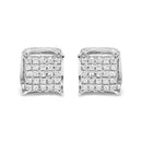 10K White Gold 1/2 Cttw Princess Cut Diamond Square Shaped Multi Stone Stud Earrings (H-I Color, SI1-SI2 Clarity)