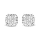 10K White Gold Invisible Set 1/2 Cttw Diamond Composite and Halo Stud Earrings (H-I Color, I1-I2 Clarity)