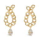 14K Yellow Gold Plated .925 Sterling Silver 1/10 Cttw Diamond Chain Link Teardrop Dangle Earrings (H-I Color, I1-I2 Clarity)