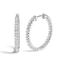 14K White Gold 2.00 Cttw Princess Diamond Inside Out Elongated Hoop Earrings
