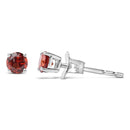 .925 Sterling Silver 3.5 MM Created Round Red Garnet Solitaire Stud Earrings