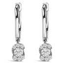 Sterling Silver 1/2 Cttw Lab Grown Diamond Floral Cluster Drop Earrings