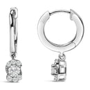 Sterling Silver 1/2 Cttw Lab Grown Diamond Floral Cluster Drop Earrings