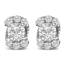 Sterling Silver 1/3 Cttw Lab Grown Diamond Halo Swirl Stud Earrings
