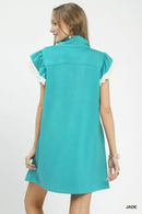 Umgee Zip-Neck Flutter Sleeve Dress