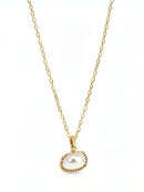 Aqua Shell & Cultured Freshwater Pearl Pendant Necklace
