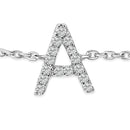 10K White Gold Diamond Accent "A" Initial Charm and Link Bracelet