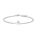 10K White Gold Diamond Accent "A" Initial Charm and Link Bracelet