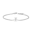 10K White Gold Diamond Accent "A" Initial Charm and Link Bracelet