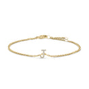10K White Gold Diamond Accent "A" Initial Charm and Link Bracelet