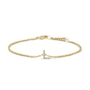10K White Gold Diamond Accent "A" Initial Charm and Link Bracelet