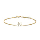 10K White Gold Diamond Accent "A" Initial Charm and Link Bracelet