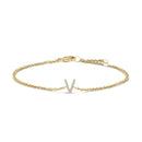 10K White Gold Diamond Accent "A" Initial Charm and Link Bracelet