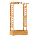 70 Inch Wooden Raised Garden Bed with Lattice Trellis-Natural
