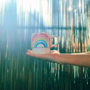 70s Rainbow Stacking Mug Set of 2 | Vintage Style GIftable 14 oz Mugs in Painted Ceramic