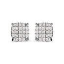 10K White Gold 3/4 Cttw Princess Diamond Composite Cushion Shape Stud Earrings (I-J Color, I1-I2 Clarity)