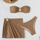Three piece metal jewelry bikini