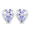2.97 Carat Genuine Tanzanite & White Topaz .925 Sterling Silver Earrings