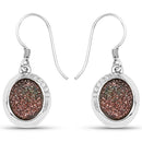 4.72 Carat Genuine Copper Bloom Drusy and White Topaz .925 Sterling Silver Earrings