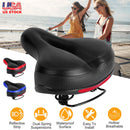 Bike Seat Water-Resistant Comfortable Bicycle Padded Saddle Wear Resistant Hollow Leather _x000B__x000B_Seat Cushion w/ Dual Springs Reflective Strip for Mountai