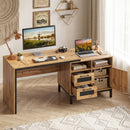 71-Inch Computer Table with Open Compartments and Drawers