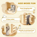 71 Inch Tall Cat Tree Wooden Cat Tower with Cozy Perch Condo Space Capsule-Natural