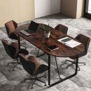 71 Inches Executive Table Oval Home Office Table with Cable Management Hole-Rustic Brown