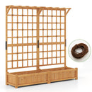 71 Inches Large Wooden Planter Container with Trellis and Hanging Roof-Orange