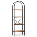 4-Tier Arched Bookcase with Metal Frame, 71" Tall