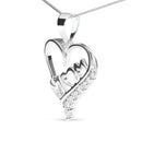 .925 Sterling Silver 1/4 Cttw Diamond "Mom" and Open Heart 18" Pendant Necklace (I-J Color, I2-I3 Clarity)