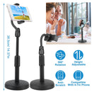 Desktop Phone Stand Angle Height Adjustable Phone Clamp Mount Rotatable Cell Phone Holder For 4-7in Device Selfie Vlog Recording Streaming