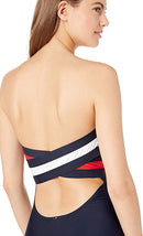 Tommy Hilfiger Logo Bandeau One-Piece Swimsuit, Size XS