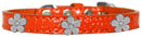Dog, Puppy & Pet Designer Croc Widget Collar, "Silver Flowers"