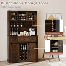 72 Inch Coffee Bar Cabinet with Drawers and Sliding Barn Doors