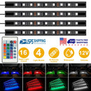 4PCS 36LEDs 12V Car Atmosphere Light Strip IP65 Colorful RGB LED Neon Lights IR Remote