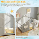 Twin Size House Bed with LED Lights Montessori Slat-free Floor Bed