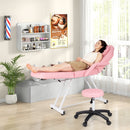 73 Inch Facial Chair Set with Removable Headrest Detachable Armrests and Towel Rack-Pink