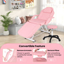 73 Inch Facial Chair Set with Removable Headrest Detachable Armrests and Towel Rack-Pink