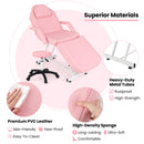73 Inch Facial Chair Set with Removable Headrest Detachable Armrests and Towel Rack-Pink
