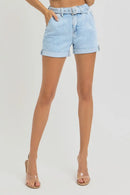 RISEN Full Size High Rise Belted Roll Up Shorts Plus Size