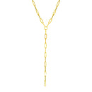 14k Yellow Gold Paperclip Chain Lariat Necklace