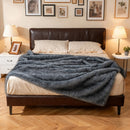 740GSM Soft Plush Fuzzy Luxury Faux Wolf Fur Blanket for Sofa-Gray