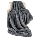 740GSM Soft Plush Fuzzy Luxury Faux Wolf Fur Blanket for Sofa-Gray