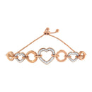 14K Rose Gold Plated .925 Sterling Silver Diamond Accent Circle and Heart Link Adjustable 6â€-10†Bolo Bracelet