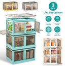 3Pcs Foldable Storage Bins with Lid 4 Doors Collapsible Stackable Closet Organizer Containers with Lock 4Pcs Wheels