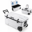 74 Quart Rolling Cooler with Wheels and Fish Ruler