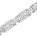 14K White Gold 5.0 Cttw Princess Cut Diamond Invisible Set Alternating Size D Shaped Links Tennis Bracelet (H-I Color, SI2-I1 Clarity) - 7â€