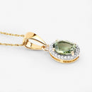 1.27 Carat Genuine Green Tourmaline and White Diamond 14K Yellow Gold Pendant
